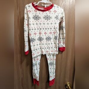 🔥B2G1! The Honest Company Snowflake PJ Set - Red/Cream Organic Cotton Cuffs